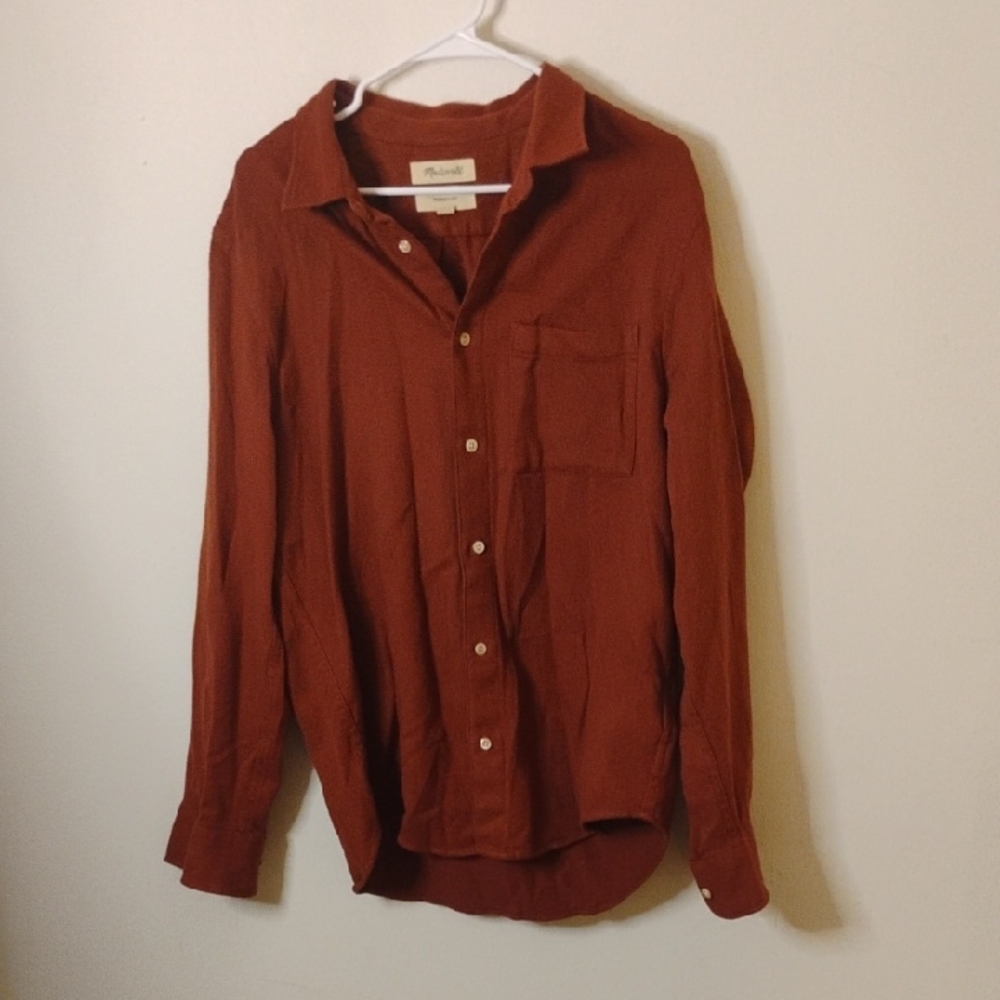 Madewell Men's Terracotta Button-Down Shirt